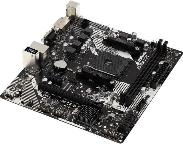 Alt view image 3 of 5 - Asrock AMD A320 DDR4-SDRAM Micro ATX Motherboard