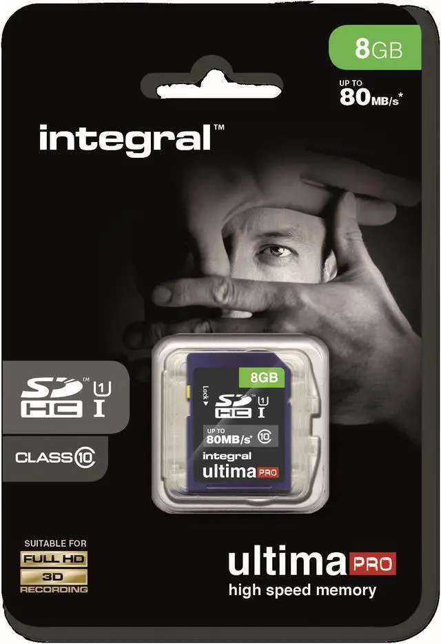 Alt view image 2 of 3 - 8GB Integral Ultima Pro SDHC 80MB/sec CL10 UHS-I Memory Card