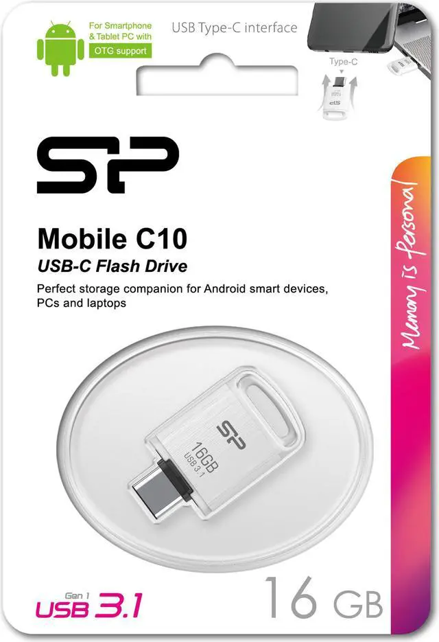 Alt view image 3 of 4 - 16GB Silicon Power Mobile C10 Android USB3.1 Type-C Flash Drive White