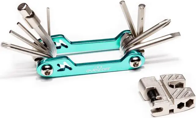 Alt view image 2 of 5 - EyezOff Folding Bicycle Multi Tool With 18 Functions (Aquamarine/Silver)