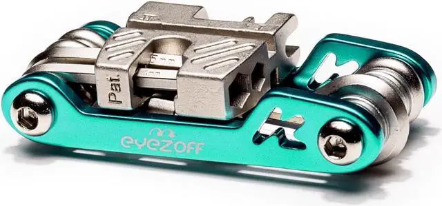 Alt view image 4 of 5 - EyezOff Folding Bicycle Multi Tool With 18 Functions (Aquamarine/Silver)