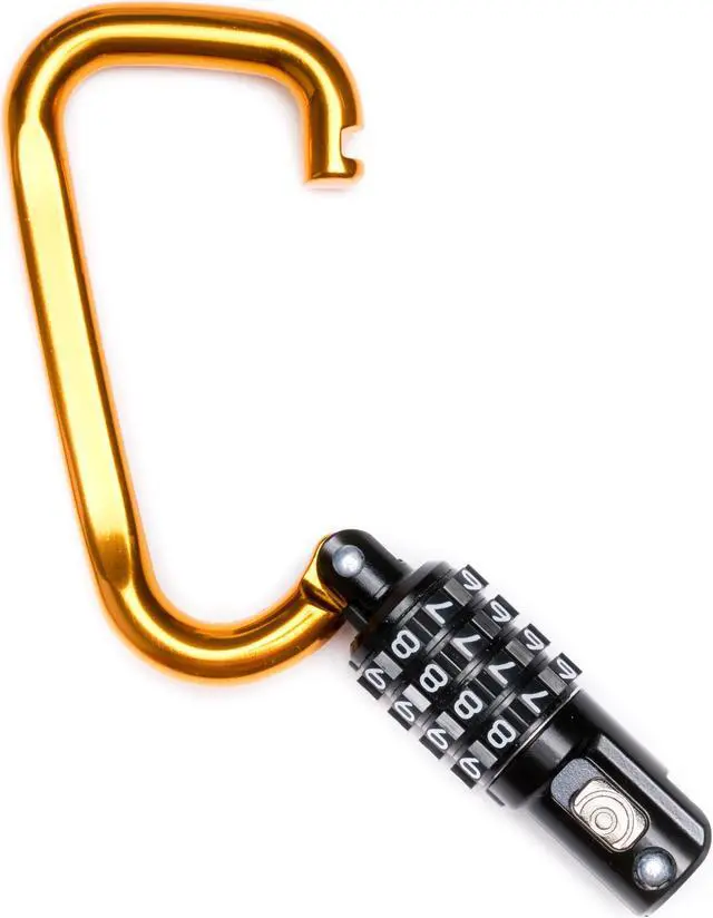 Alt view image 2 of 5 - EyezOff 3.5" Carabiner Aluminum Multi Purpose Lock 4-Dial Combination D-Shape (Gold)