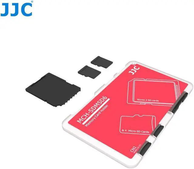 Alt view image 5 of 5 - JJC Memory Card Case for 4x microSD + 2x SD Cards - Red Edition - MCH-SDMSD6