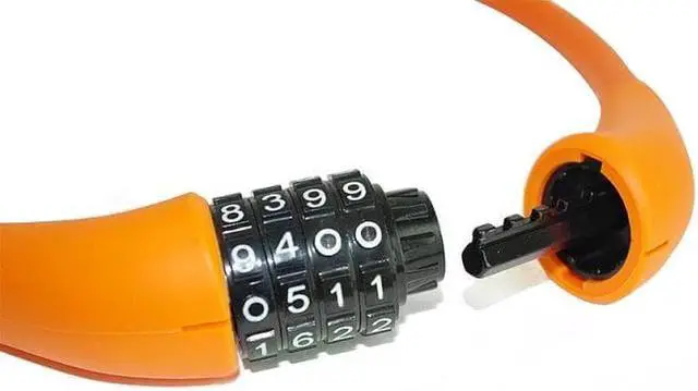 Alt view image 2 of 3 - EyezOff EZ866 Bicycle Lock 4-Dial Cable Combination Lock, All-Weather, Orange, 60cm