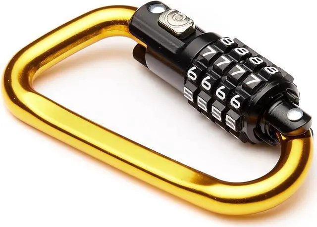 Main image of EyezOff 3.5" Carabiner Aluminum Multi Purpose Lock 4-Dial Combination D-Shape (Gold)