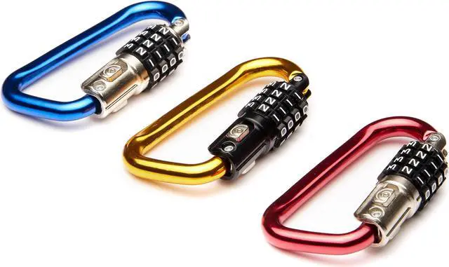 Alt view image 4 of 5 - EyezOff 3.5" Carabiner Aluminum Multi Purpose Lock 4-Dial Combination D-Shape (Black)