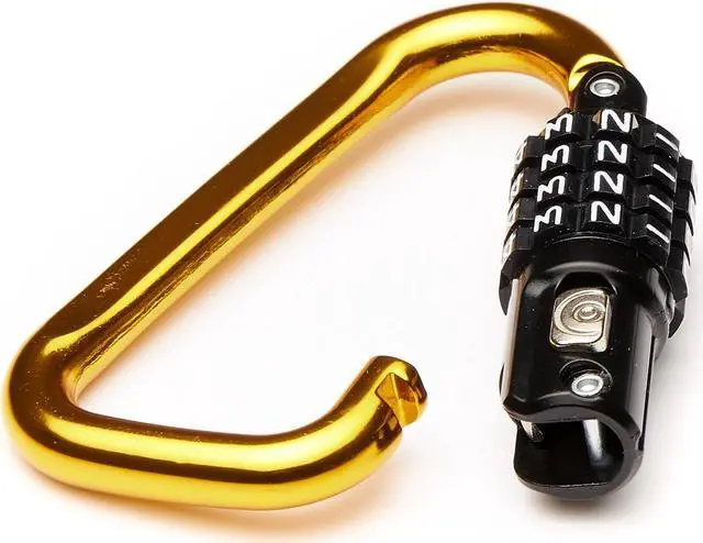 Alt view image 3 of 5 - EyezOff 3.5" Carabiner Aluminum Multi Purpose Lock 4-Dial Combination D-Shape (Gold)