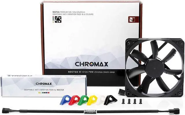 Alt view image 8 of 9 - Noctua NF-S12A PWM chromax.black.swap Computer case Fan