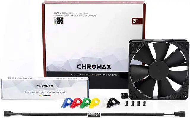 Alt view image 4 of 4 - Noctua Chromax Black Swap 120mm 1500RPM Computer Case Fan w/Anti-Vibration Pads