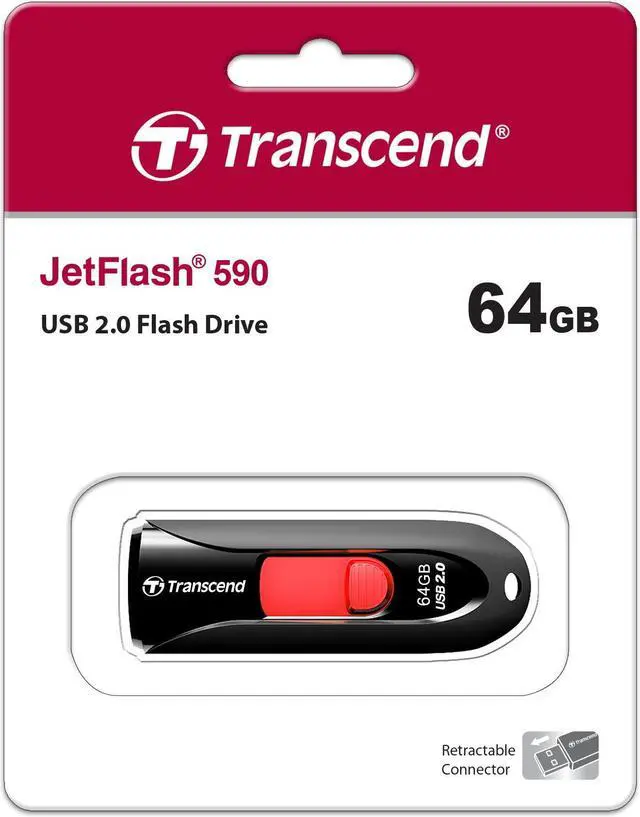 Alt view image 8 of 20 - Transcend JetFlash 590 64GB USB 2.0 Flash Drive TS64GJF590K