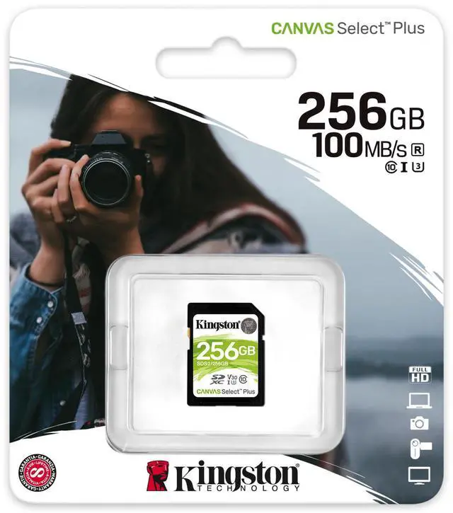 Alt view image 5 of 20 - Kingston Canvas Select Plus 256 GB Class 10/UHS-I U3 SDXC 1 Pack SDS2256GB