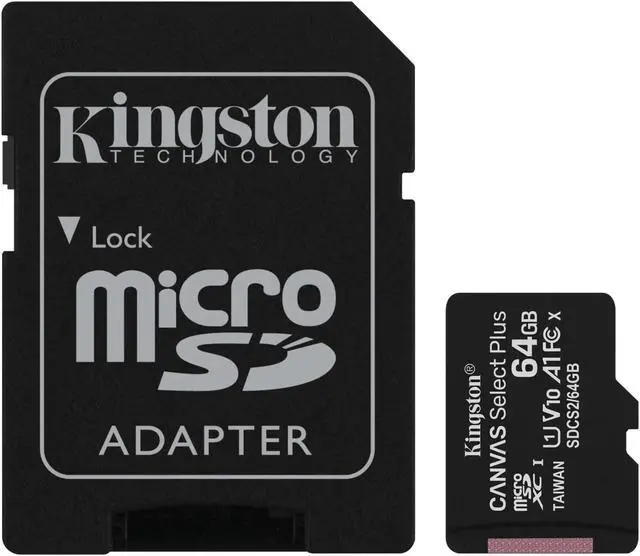 Alt view image 3 of 18 - Kingston Canvas Select Plus 64GB Micro SD Card and Adapter SDCS2/64GB-2P1A