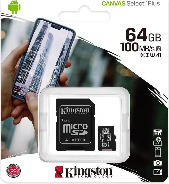 Alt view image 10 of 20 - Kingston Canvas Select Plus 64GB Micro SD Card and SD Adapter SDCS2/64GB