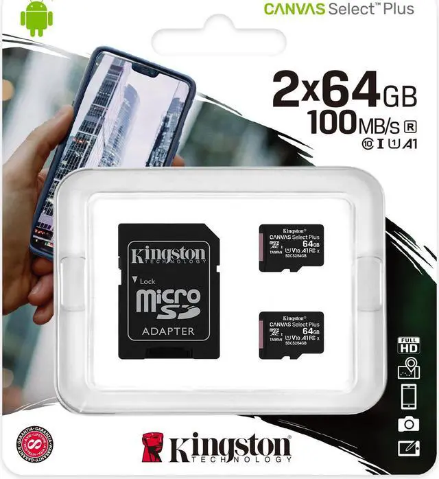 Alt view image 4 of 18 - Kingston Canvas Select Plus 64GB Micro SD Card and Adapter SDCS2/64GB-2P1A