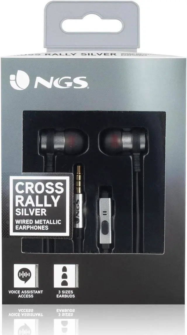 Alt view image 5 of 5 - NGS Wired Stereo Earphones Cross Rally Graphite (CROSSRALLYGRAPHITE)