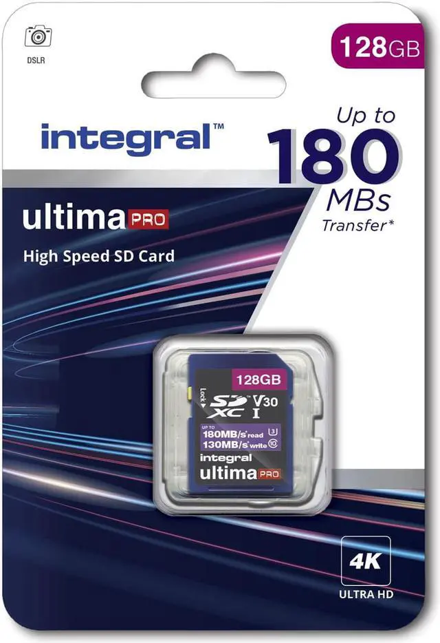 Alt view image 2 of 3 - 128GB Integral Ultima Pro SDXC Memory Card CL10 V30 UHI-I U3 180MB/sec