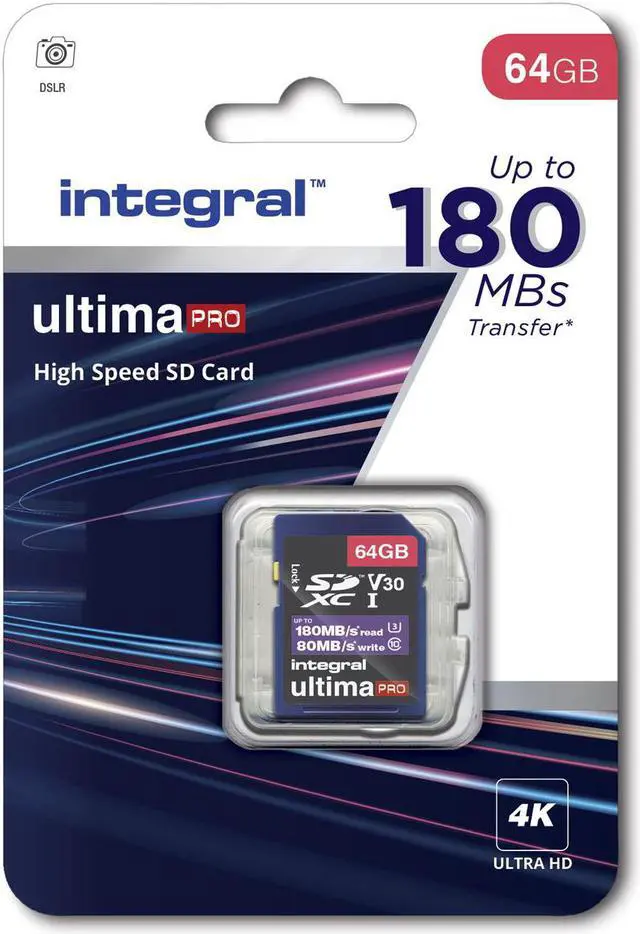 Alt view image 2 of 4 - 64GB Integral Ultima Pro SDXC Memory Card CL10 V30 UHI-I U3 180MB/sec