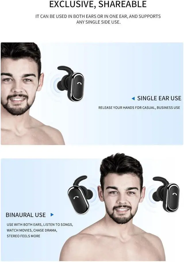 Alt view image 4 of 7 - DPRUI tws wireless headphones with Charging Box Wireless Stereo Earbud In-ear Earphone Bluetooth headphones for a mobile phone (White)