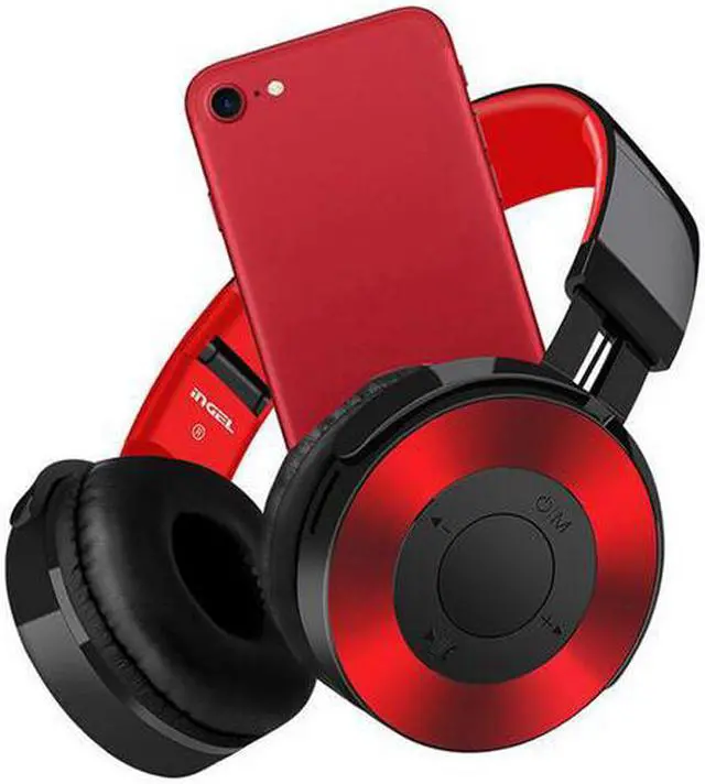 Main image of Dprui Foldable Wireless Earphone Hifi Stereo Music Gaming Headset Support Sd Card For Mobile Phone With Mic Bluetooth Headphone (Red)