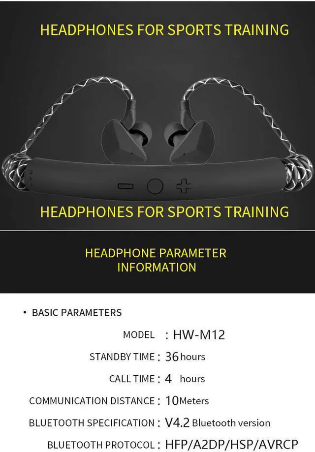 Alt view image 5 of 5 - DPRUI bluetooth earphone sweatproof wireless headphone sports headset bluetooth headphone with mic waterproof earbuds (Black)