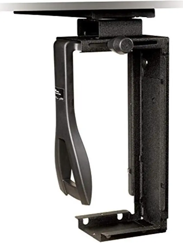 Alt view image 2 of 4 - 3M Under-desk CPU Holder, Width adjusts from 3.5" to 9.3" and height adjusts from 12.5" to 22.5" to fit most CPU's up to 50 lbs, 360° Swivel, Steel Construction, 17" Track, Black, (CS200MB)