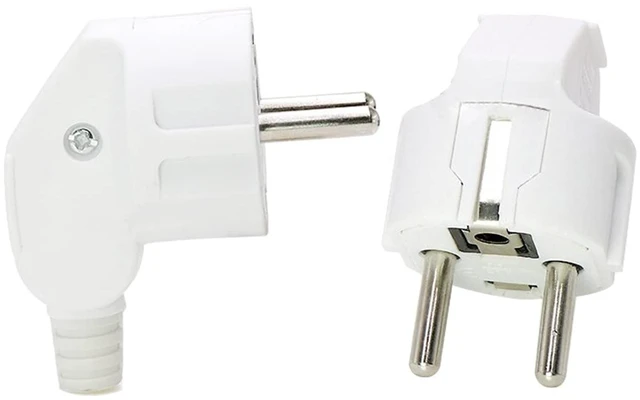 Main image of Toptekits (2 Pack) EU Europe 16A Schuko French Korea 4.8mm Pin DIY Rewireable Plug Max AC250V, White, Type F Connector, CE Certified