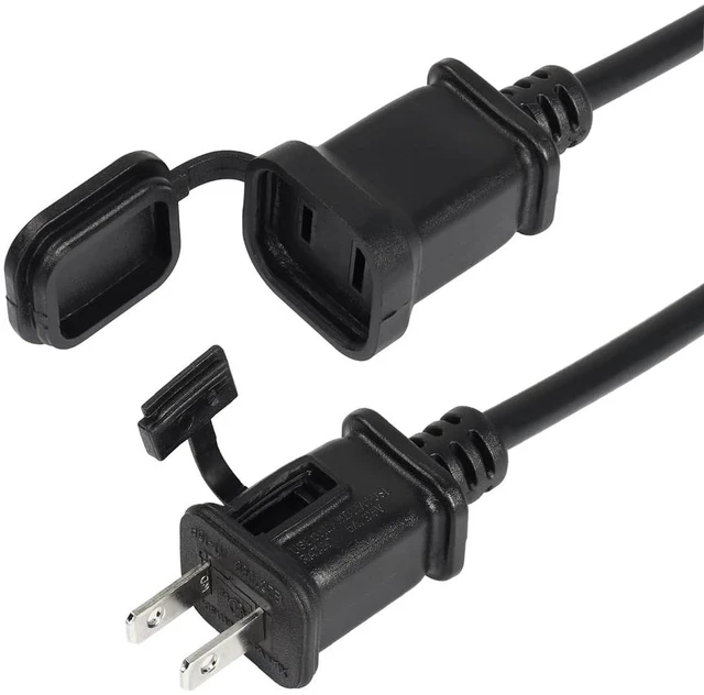 Main image of Tekit US 2 Prong Extension Cable with Fuse and Waterproof Cover, Outdoor Extension Cord Non Polarized for Christmas Light String Light, UL Listed,3ft/1m