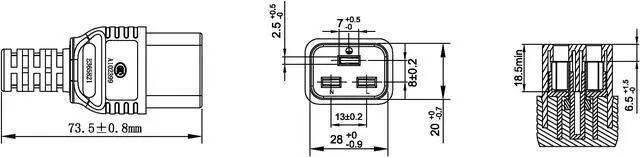 Alt view image 6 of 7 - North American Power Cord Extension, NEMA 5-15P to C19,10ft/3m, 3X14 AWG(2.08mm2), 16A, 110-250V,UL Listed,UPS Supply Power Cord