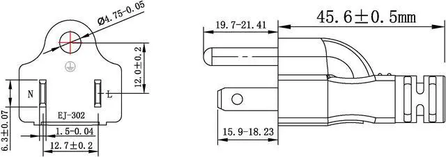 Alt view image 7 of 7 - North American Power Cord Extension, NEMA 5-15P to C19,10ft/3m, 3X14 AWG(2.08mm2), 16A, 110-250V,UL Listed,UPS Supply Power Cord