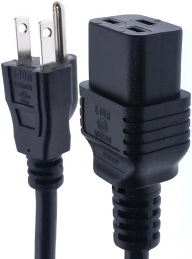 Main image of North American Power Cord Extension, NEMA 5-15P to C19,10ft/3m, 3X14 AWG(2.08mm2), 16A, 110-250V,UL Listed,UPS Supply Power Cord