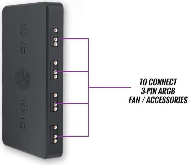 Alt view image 3 of 7 - Cooler Master ARGB LED Controller with 4 x 3-Pin Ports - Multiple Colour Effects, Thermal Detection Mode, 4-Pin RGB Device Compatible(MFP-ACBN-NNNUNN-R1)