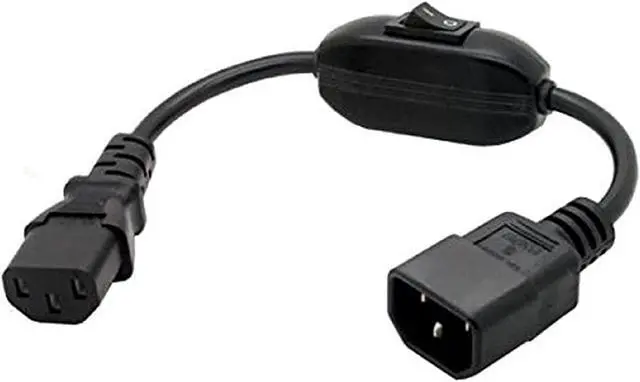 Main image of PDU UPS Power Cord Cable, IEC 320 C14 to C13 with On/Off Switch , 100-250V IEC-320-C14 to IEC-320-C13 Power Cord M-F with switch ,(1ft/30cm)