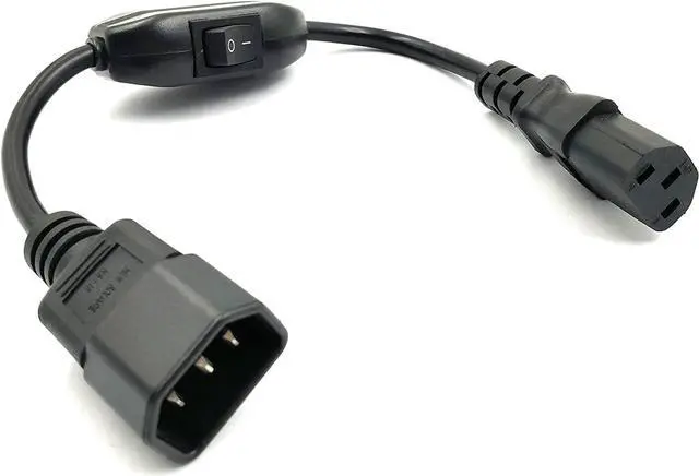 Alt view image 2 of 7 - PDU UPS Power Cord Cable, IEC 320 C14 to C13 with On/Off Switch , 100-250V IEC-320-C14 to IEC-320-C13 Power Cord M-F with switch ,(1ft/30cm)