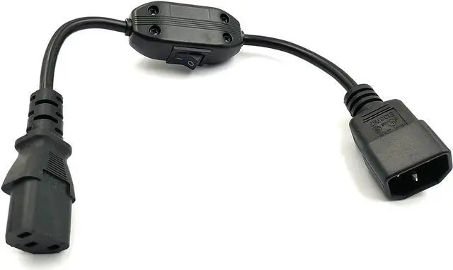 Alt view image 5 of 7 - PDU UPS Power Cord Cable, IEC 320 C14 to C13 with On/Off Switch , 100-250V IEC-320-C14 to IEC-320-C13 Power Cord M-F with switch ,(1ft/30cm)