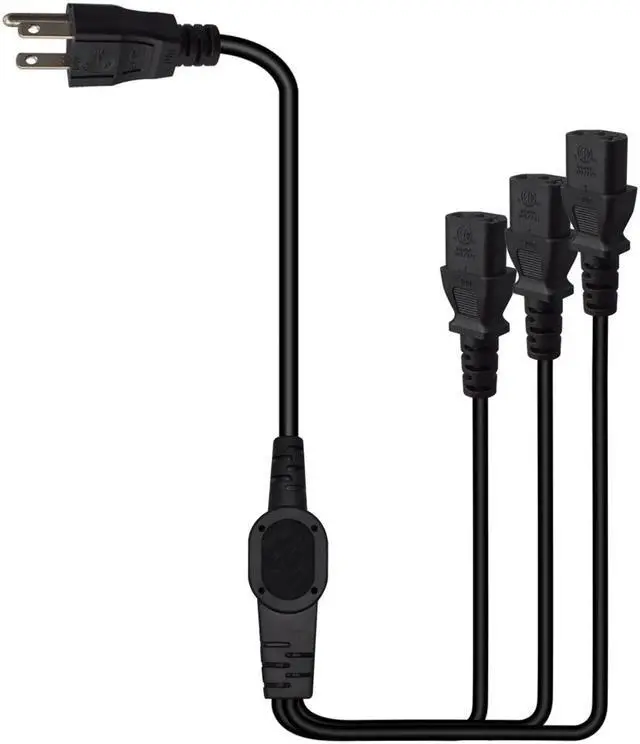 Alt view image 5 of 6 - Computer Power Splitter Cord, NEMA 5-15P to 3X C13 - C13 Y-Cable , Power Cord Y Splitter Cable - Power 3 Monitors at Once ,10ft/3m