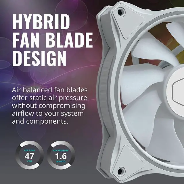 Alt view image 3 of 7 - Cooler Master MasterFan MF140 Halo White Edition Duo-Ring ARGB Lighting Fan, 24 Independently LEDS, PWM Static Pressure Fan, Absorbing Pads for Computer Case & Liquid,for 5V 3-Pin ARGB