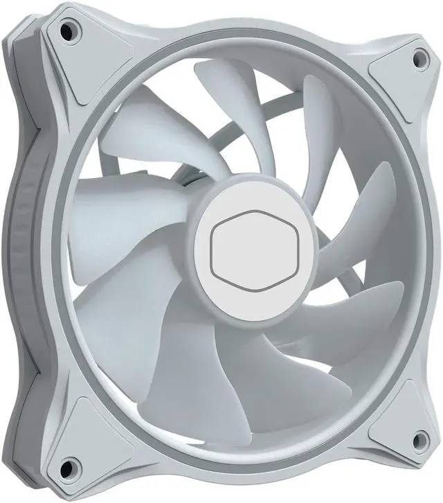 Alt view image 4 of 7 - Cooler Master MasterFan MF140 Halo White Edition Duo-Ring ARGB Lighting Fan, 24 Independently LEDS, PWM Static Pressure Fan, Absorbing Pads for Computer Case & Liquid,for 5V 3-Pin ARGB