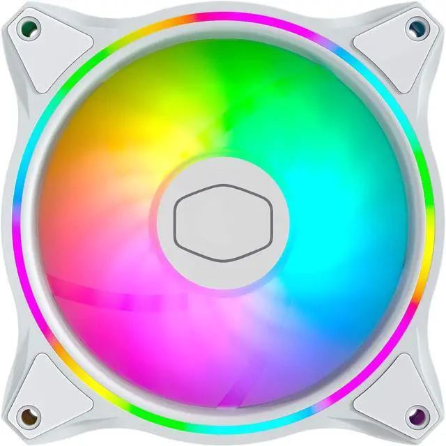 Alt view image 2 of 7 - Cooler Master MasterFan MF140 Halo White Edition Duo-Ring ARGB Lighting Fan, 24 Independently LEDS, PWM Static Pressure Fan, Absorbing Pads for Computer Case & Liquid,for 5V 3-Pin ARGB
