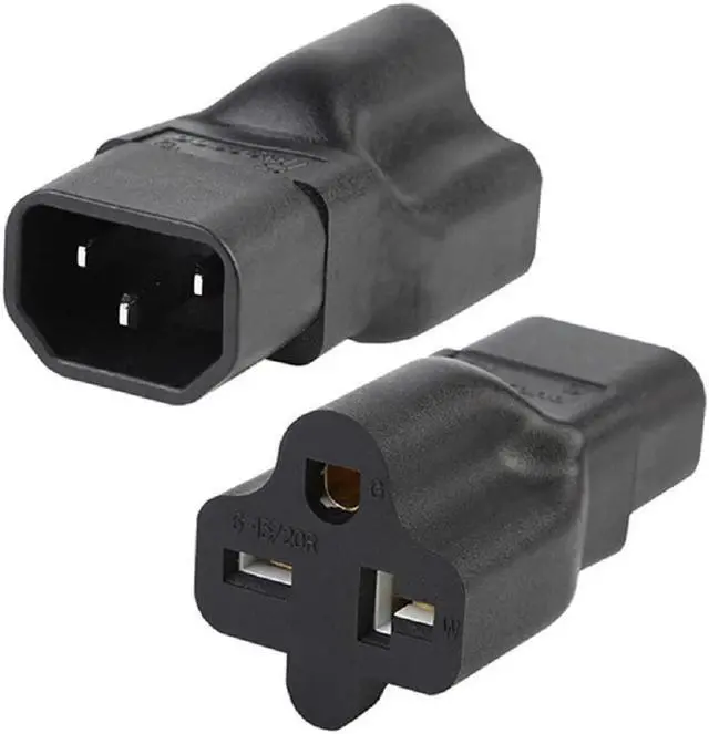 Main image of IEC 320 C14 Male to Nema 6-15R/6-20R Comb AC Power Adapter, 2-IN-1 C14 15Amp to T Blade 20Amp AC Cable, IEC 3Pole Plug to USA Female Nema 6-15R Power Adapter