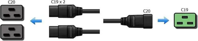 Alt view image 5 of 7 - Toptekits C20 to 2*C19 IEC Y Splitter 12AWG Heavy Duty Power Cord, C20 to Dual C19 Dual IEC Double Y Split Multi IEC Cable 3 Prong Splitter, C19 Power Strip, UL Listed, 5ft/1.5m