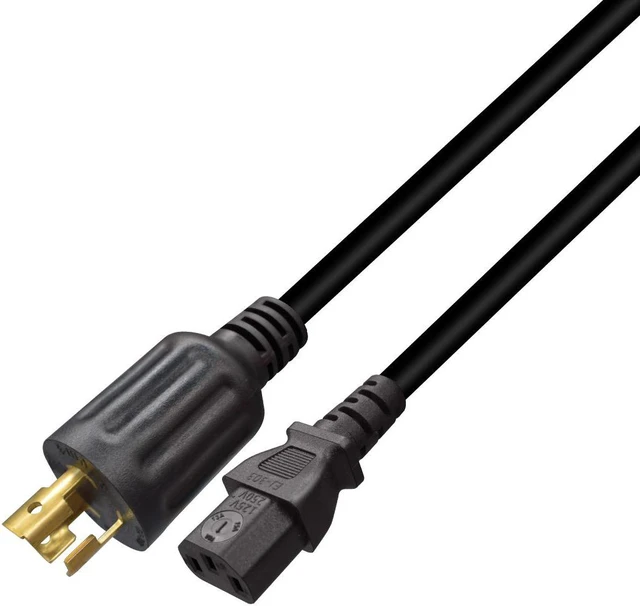 Main image of L5-15P to C13 Power Cord,NEMA L5-15P Male Plug to IEC320 C13 Connector 15A/125V 18/3 SJT Cable,6ft 10 ft. Black