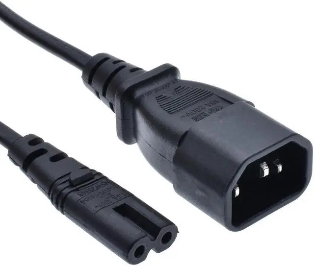 Alt view image 3 of 7 - Standard Molded IEC 320 C14 Socket to IEC C7 Plug AC Power Adapter Cable , Standard AC Power Cord, 10A/110-250V, C14 to C7, (IEC-60320-C14 to IEC-60320-C7)