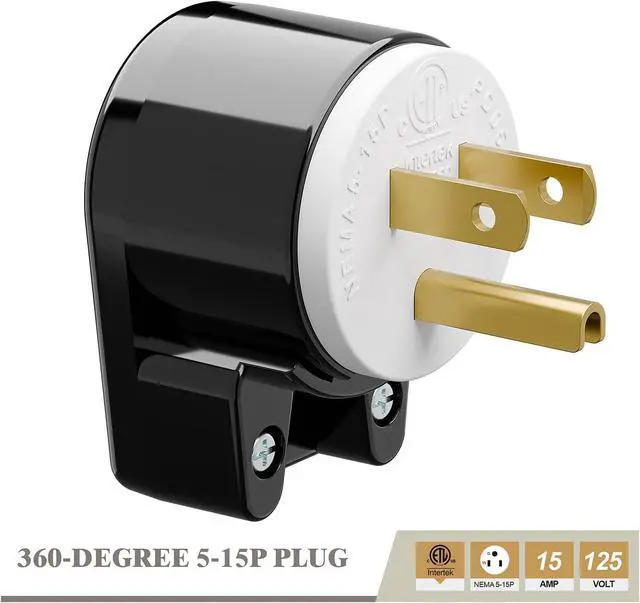 Alt view image 2 of 6 - Right Angle Nema 5-15P US 3 Prong Plug Electrical Adapter , ETL Easy Assembly 90 Degree Angle USA Canada Male DIY Rewirable Power Plug, 12 Directions Adjustable AC Connector Power Converter