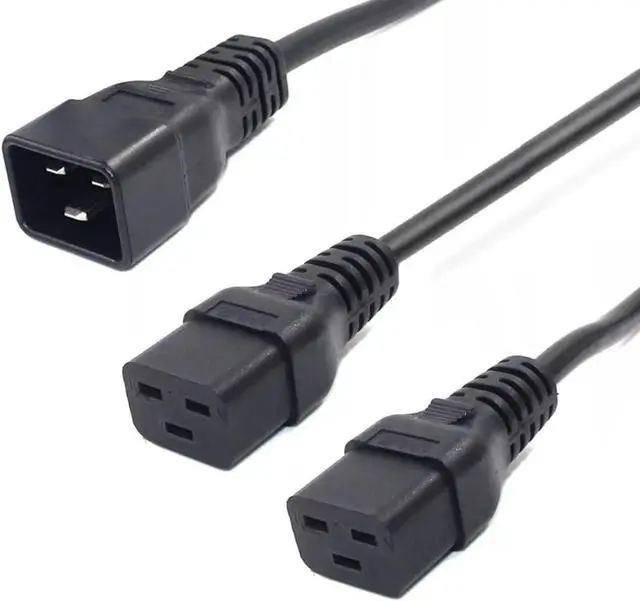 Alt view image 3 of 7 - Toptekits C20 to 2*C19 IEC Y Splitter 12AWG Heavy Duty Power Cord, C20 to Dual C19 Dual IEC Double Y Split Multi IEC Cable 3 Prong Splitter, C19 Power Strip, UL Listed, 5ft/1.5m