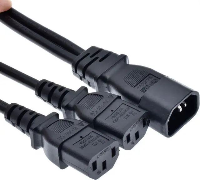 Alt view image 3 of 7 - IEC320 C14 to Dual C13 IEC Y Splitter Short Power Cord PC,UPS Server C14 to 2*C13 Female Y Split Multi IEC Cable Dual IEC Double C13 Power Strip,C13 C14 Cable