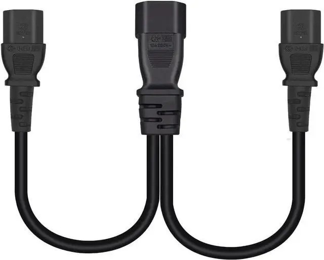 Alt view image 4 of 7 - IEC320 C14 to Dual C13 IEC Y Splitter Short Power Cord PC,UPS Server C14 to 2*C13 Female Y Split Multi IEC Cable Dual IEC Double C13 Power Strip,C13 C14 Cable