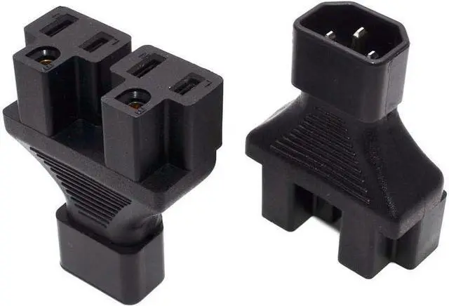 Alt view image 2 of 7 - IEC C14 to Dual 5-15R IEC Y Splitter Power Converter Travel Plug Adapter, IEC 320 C14 to 2 * US 3 Prong 5 15R Female Socket Y Split Electrical Adapters,IEC Power Adapter Nema Adapter