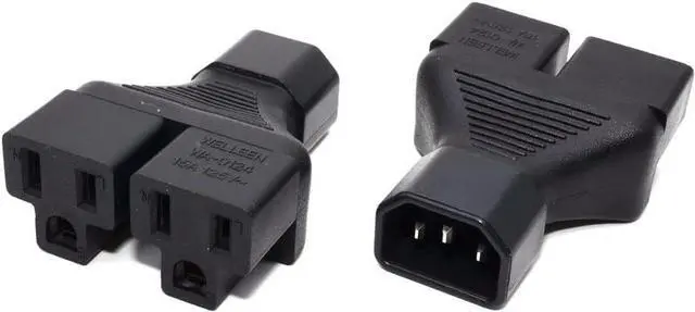 Alt view image 3 of 7 - IEC C14 to Dual 5-15R IEC Y Splitter Power Converter Travel Plug Adapter, IEC 320 C14 to 2 * US 3 Prong 5 15R Female Socket Y Split Electrical Adapters,IEC Power Adapter Nema Adapter
