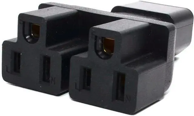 Alt view image 5 of 7 - IEC C14 to Dual 5-15R IEC Y Splitter Power Converter Travel Plug Adapter, IEC 320 C14 to 2 * US 3 Prong 5 15R Female Socket Y Split Electrical Adapters,IEC Power Adapter Nema Adapter