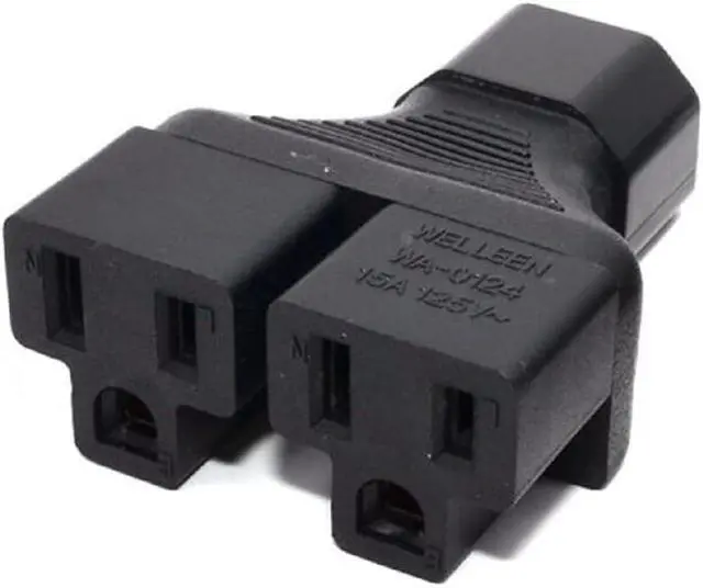 Main image of IEC C14 to Dual 5-15R IEC Y Splitter Power Converter Travel Plug Adapter, IEC 320 C14 to 2 * US 3 Prong 5 15R Female Socket Y Split Electrical Adapters,IEC Power Adapter Nema Adapter
